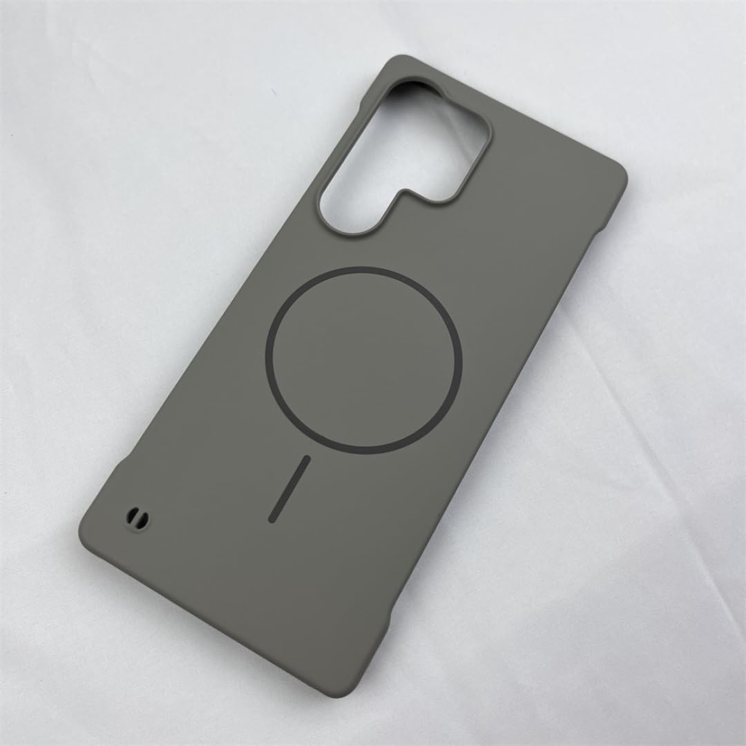 Ultracienkie, bezramkowe etui magnetyczne do Samsunga Galaxy S25 Edge, S24, S23, S22 Ultra Plus Fe, twarda ładowarka bezprzewodowa (do Galaxy S22ultra/szary)