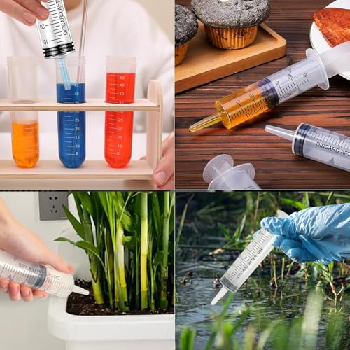 12 Stück Spritze 60ml Spritzen Ohne Nadel Wiederverwendbare Dosierspritze Einwegspritzen Aufziehspritze Plastikspritze für Wissenschaftliche Labore Gartenbewässerung Industrie