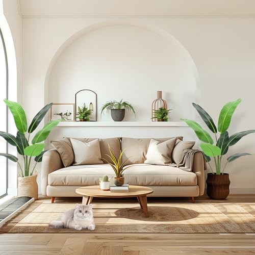 Artificial Bird of Paradise Plant 4FT (48 in) Fake Palm Tree for Indoor Outdoor Modern Decor Faux Plants for Home Office Perfect Housewarming Gift with 8 Trunks Faux Leaves 2 Pack