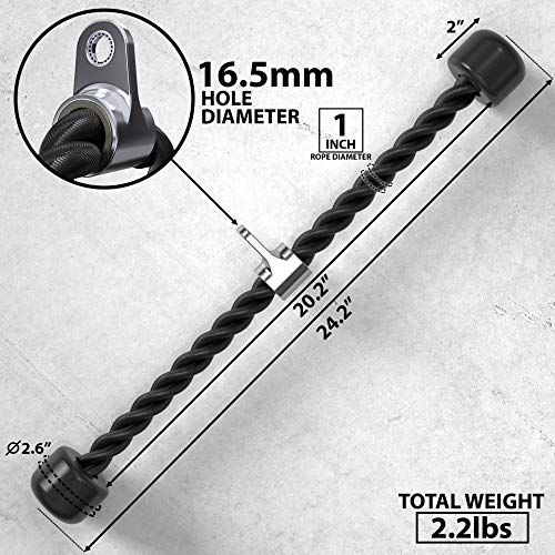 Corde triceps double robuste avec embouts protecteurs pour presses et boucles