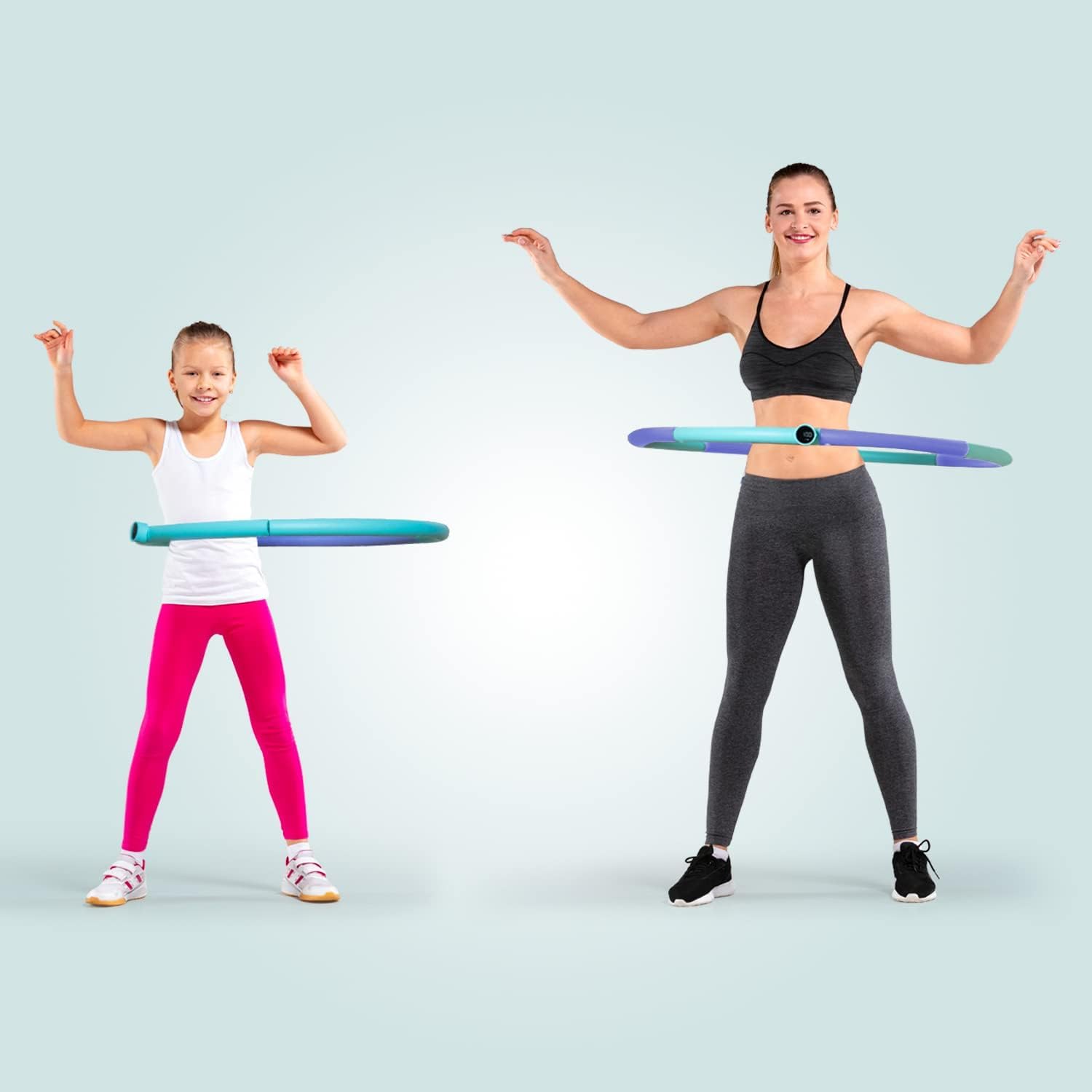 AsVIVA KH3 hantle gimnastyczne i obręcz HH1 Hula Hoop fitness, 3-częściowy zestaw krótkich hantli, 3 klasy wagowe, 6 hantli + pierścień biodrowy, idealne do gimnastyki, lekkiego treningu siłowego lub