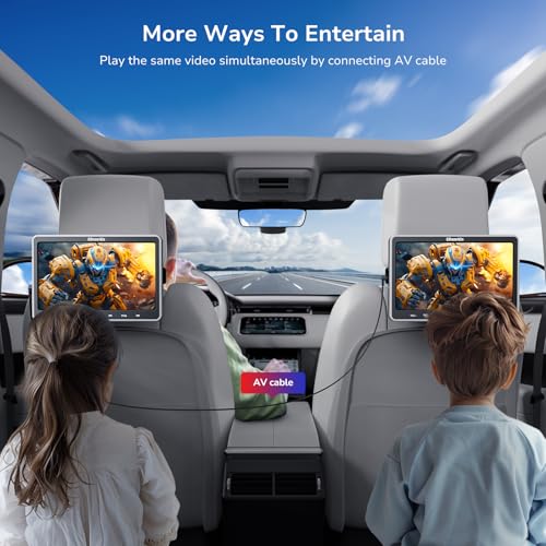 Image of GOnavidio 10.1 inch Dual Car DVD Player with HDMI Input - Auto Suction Disc, Dual Movies Playback, 2 Headphones & Brackets, USB /TF Card, Last Memory - Backseat Entertainment System Without Battery