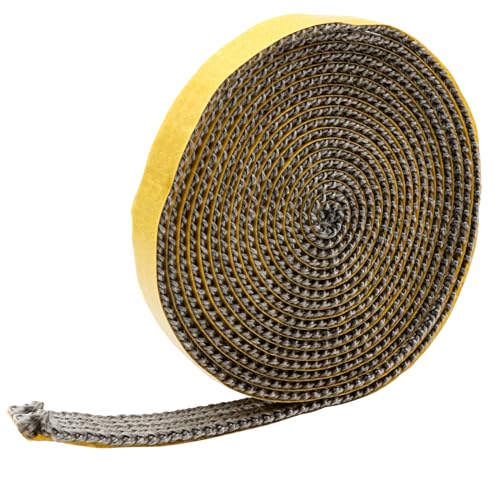 ZOCONE Nastro sigillante ignifugo, 4 m, per canna fumaria, guarnizione spessa per camino, autoadesiva, in fibra di vetro, resistente al calore, per stufa, canna fumaria, porta del camino (3 mm x 15 mm