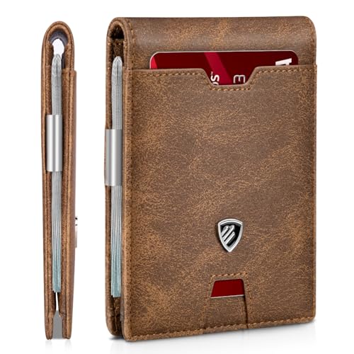 Image of RUNBOX Mens Slim Wallet with Money Clip RFID Blocking Bifold Credit Card Holder for Men with Gift Box