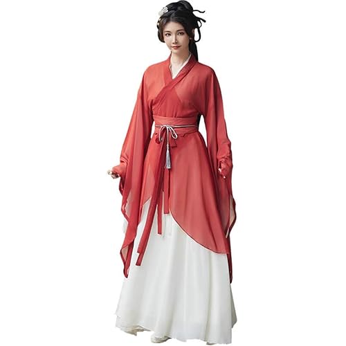 Ez-sofei Women Chinese Traditional Ancient Hanfu Dress Stage Performance Cosplay Costumes - Red-a - Small