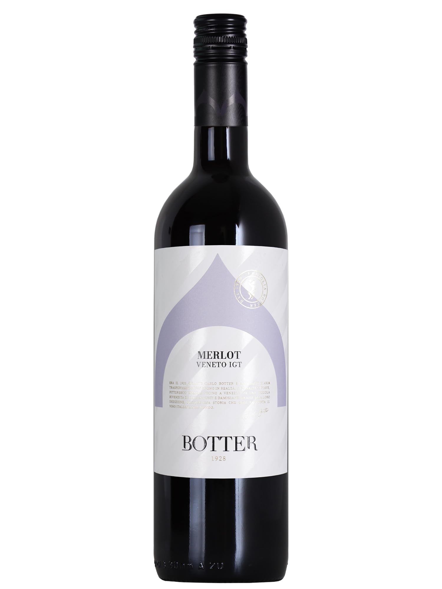 Botter MERLOT VENETO IGT – Intensiver, Strukturierter & Eleganter Rotwein – Reiches Bouquet von Kirsche und Veilchen – 12% vol – 750 ml