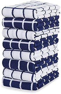 Amazon Brand Eono 100% Cotton Terry Tea Towels - Absorbent Restaurant Bar Glass Kitchen Cloths - 40 x 64 cm - Pack of 5 - Grey