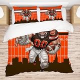 Allenjoy Cleveland American Football Brown Tradition Comforter Set with 2 Pillowcases for Men Teens Fans Brother Son Bedroom Nursery Bedding Room Decor, Machine Washable, Full Size