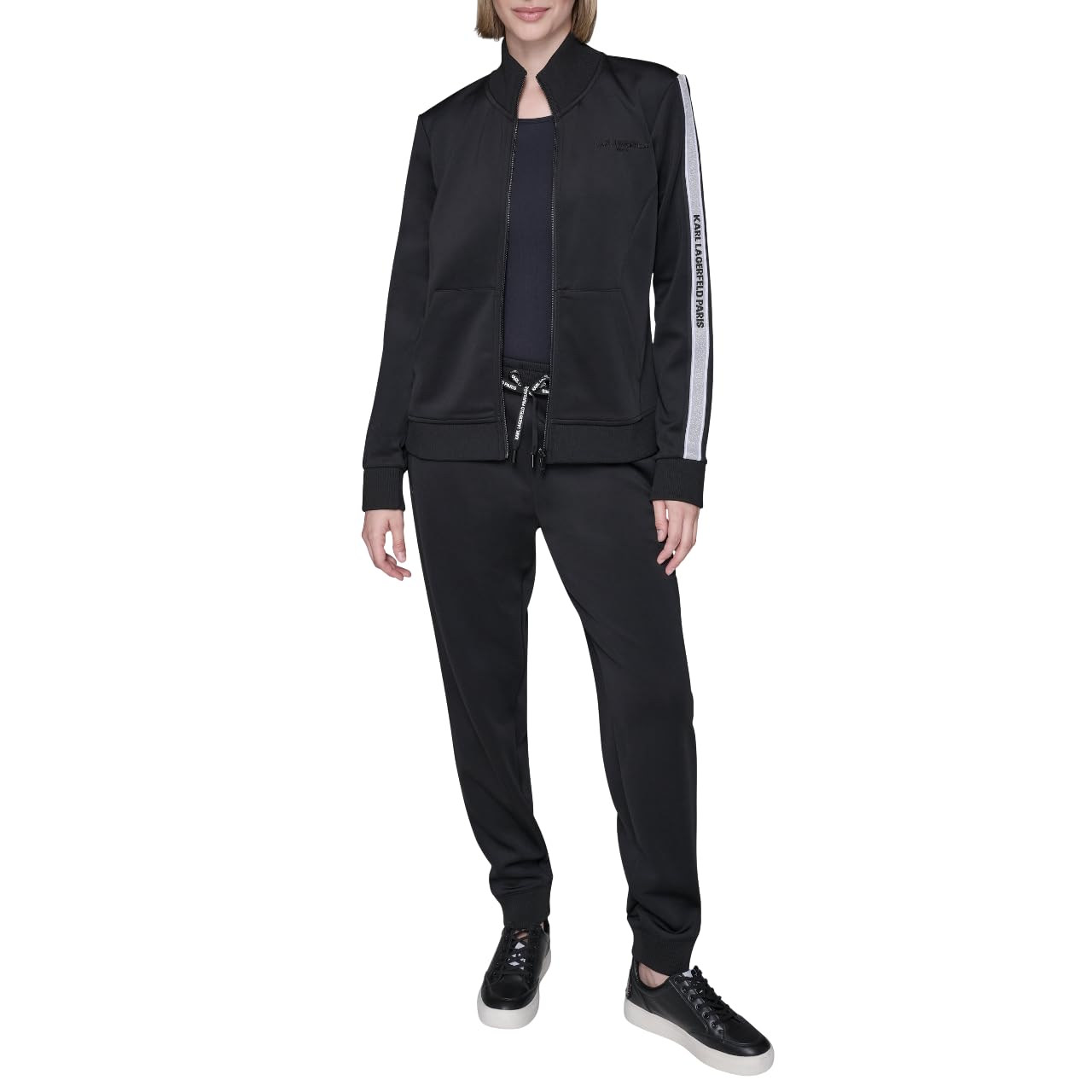 Karl Lagerfeld Womens Straight Leg Athleisure Logo Tape Scuba Jogger