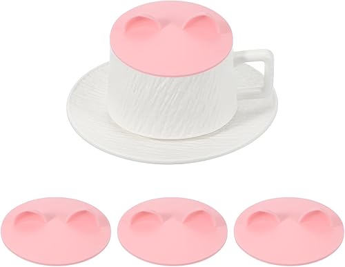 Miniatura 11 de uxcell 3 tapas universales de silicona para tazas, tazas de té, tazas de café, reutilizables a prueba de polvo, color rojo Rojo