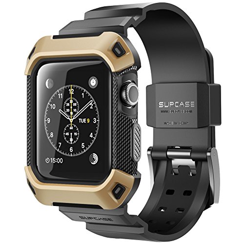 Apple Watch 2 Case, SUPCASE [Unicorn Beetle Pro] Rugged Protective Case with Strap Bands for Apple Watch 2 2016 Edition [Compatible with Apple Watch 42 mm First Generation 2015]( Gold)