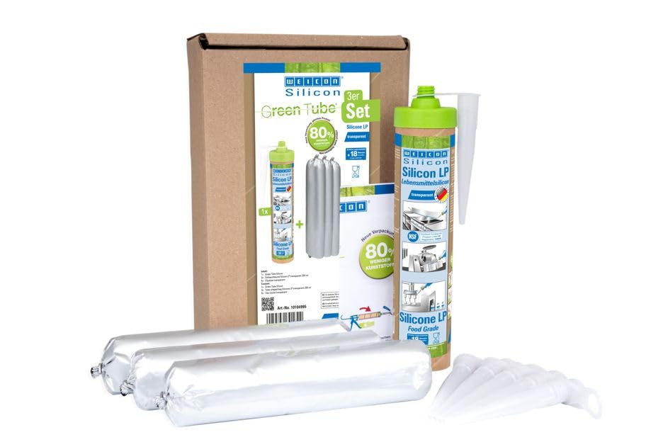 WEICON Green Tube Silicon LP, transparent, 280 ml, Set