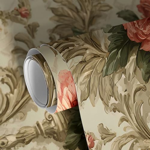 Image of PAPER PLANE DESIGN Vintage Floral Vinyl Self Adhesive Wallpaper Peel & Stick, Waterproof, Stain-Proof | 16 in X 90 in, Decor for Bedroom, Hallway, Living Room (C)