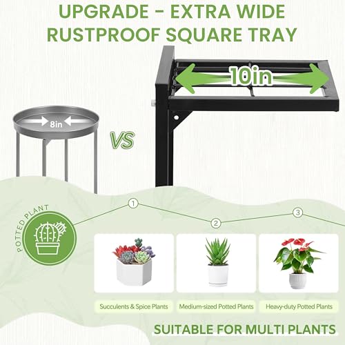 Image of Livzing Heavy Duty Metal Plant Stand for Indoor & Outdoor Use | 8 Tier Multi-Level Flower Pot Stand | Powder Coated Rustproof Iron | 15 kg Load per Tray | Balcony, Living Room, Garden (Black)