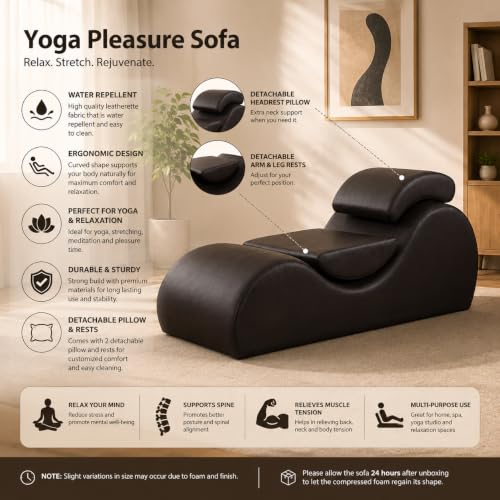 Image of Leatherate Tantric Chaise Loung Chair, Yoga Chaise Lounge,Chaise Sofa Modern Lounge,Relaxing Chaise Lounge Chair, loveseats and chaises with Cushion (Black)