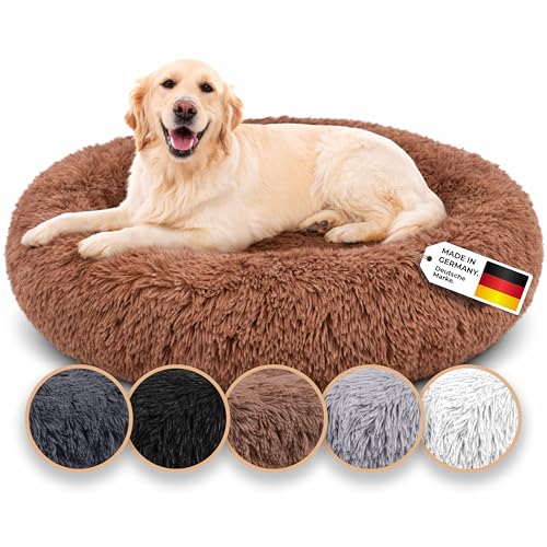 Belune® Hundebett [mit waschbarem Bezug] - Das Original - [L, 100cm, Braun] Hundekorb, Katzenbett, Hundekörbchen, Dog Bed, Flauschiges Hundebett für große, mittelgroße & kleine Hunde