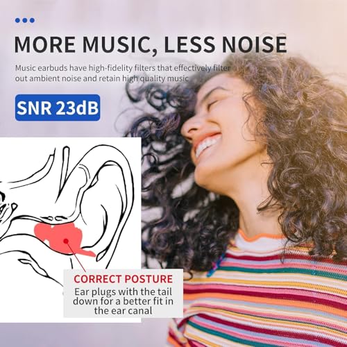 Image of LYSIAN High Fidelity Concert Ear Plugs, 23dB Noise Reduction Musician Earplugs for Concerts, Festivals & Raves, Reusable Soft Earplugs with Aluminum Case, 2 Pairs, Orange