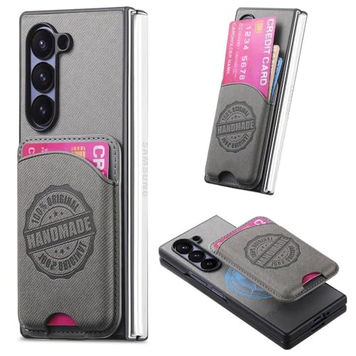 Protection Samsung Galaxy Z Fold 5 rabat amovible toile grise et dos rigide 2 en 1