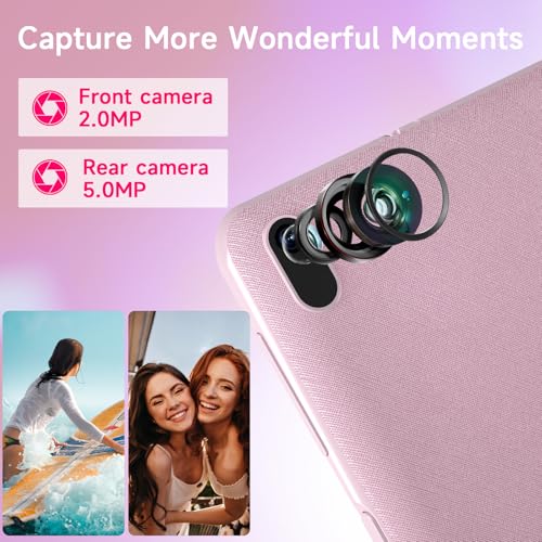 Image of BYANDBY Tablet 7 inch Android 15.0 Tablet, 8GB+32GB ROM (1TB Expand), Quad-Core, WiFi, GMS, Dual Camera, Educational, Games(Pink
