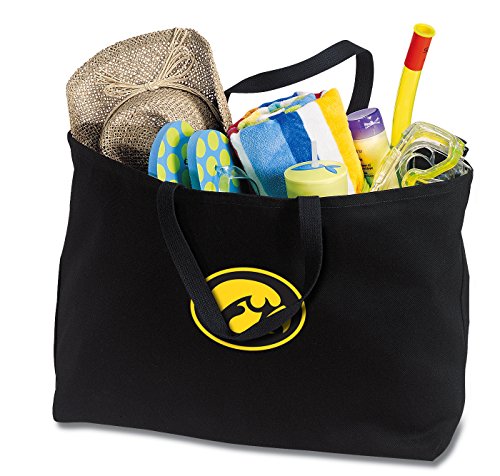 Broad Bay Jumbo University of Iowa Tote Bag – Large Canvas Hawkeyes Shopping or Grocery Bag