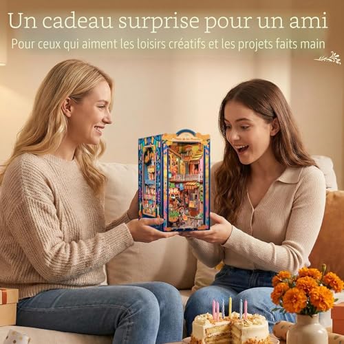 CUTEBEE Book Nook Kit - Maison de Poupée DIY pour Adultes, Miniature à Assembler Soi-même, Puzzle 3D en Bois sur Le Thème du Jour des Morts, Décoration pour Bibliothèque (Plaza de Los Muertos) – vue 6