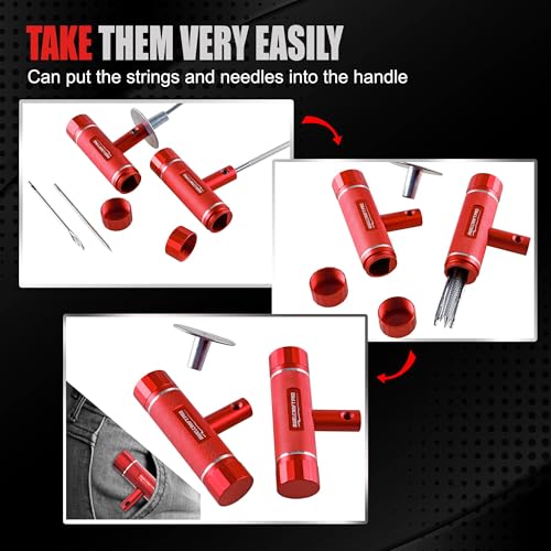 Image of AWELCRAFT 108-Piece Heavy Duty Tire Repair Kit - Professional Flat Tire Plug Set with T-Handle Tools, 4-Way Valve Tool, Pliers, Storage Case