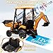 12V JCB Ride On Excavator, Ride on Toys for Kids 4-8, Electric Car for Kids with Tractor, Bulldozer, Digging Arm, Backhoe Loder with Slow Start/Stop, Adjustable Speeds (Excavator, Yellow with Roof)