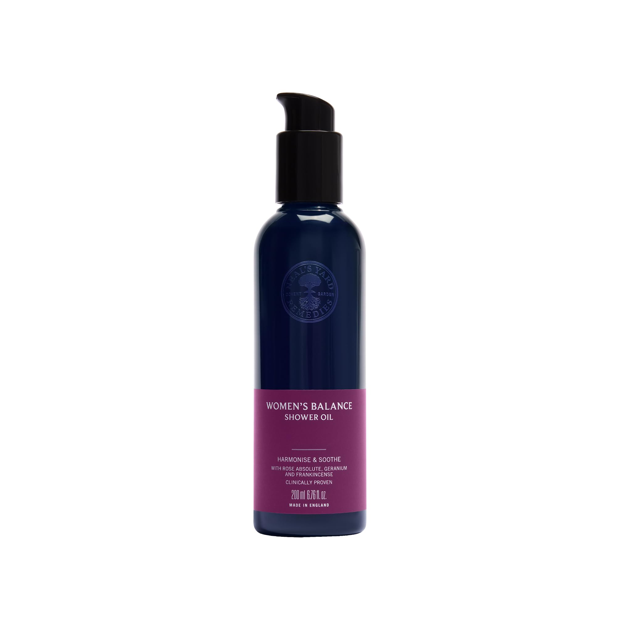 Neal's Yard Remedies | Women's Balance Shower Oil | Skin Moisturiser Gifts for Women | Nourishing Cleansing Oil with a Balancing Blend of Essential Oils | 200ml