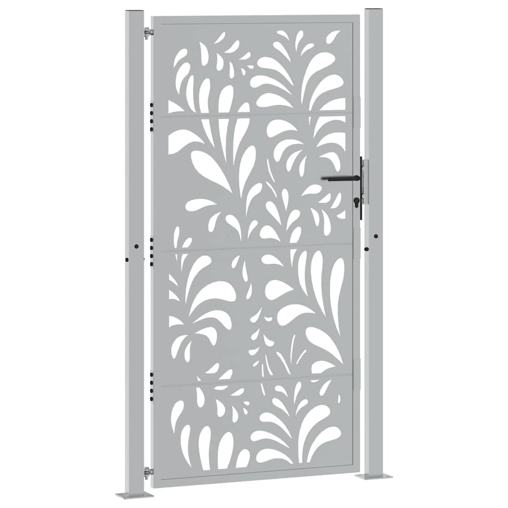 Puerta de jardín 100x175 cm de acero corten con diseño ondulado