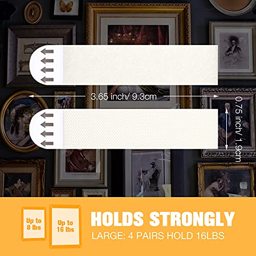 Image of Zonon 40 Pairs (80 Strips) Picture Hanging Strips Picture Hanger Kit Heavy Duty Strips Removable Hook and Loop Tape Frame Picture Hanging Hooks(White, Large)