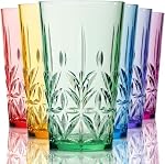 Bravario Royal Tumbler en plastique, verres d'eau de qualité supérieure, lave-vaisselle-safe BPA-free couleurs mélangées durables assorties coupes empilables, 500 ml, lot de 6