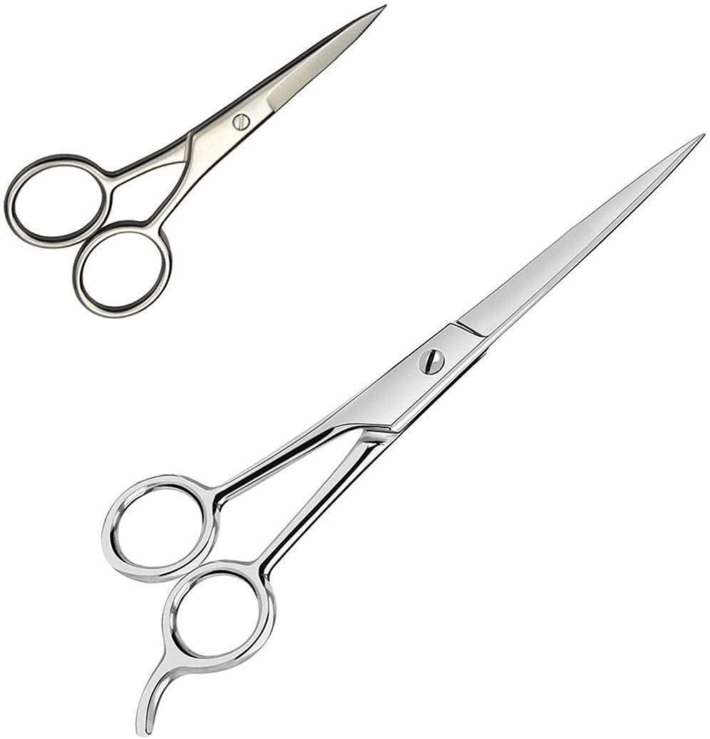 Mr.HSD Professional Salon Barber Hair Cutting Scissors Men Beard and Mustache Styling Trimming Scissor STAINLESS STEEL (Combo of 2)-image-12