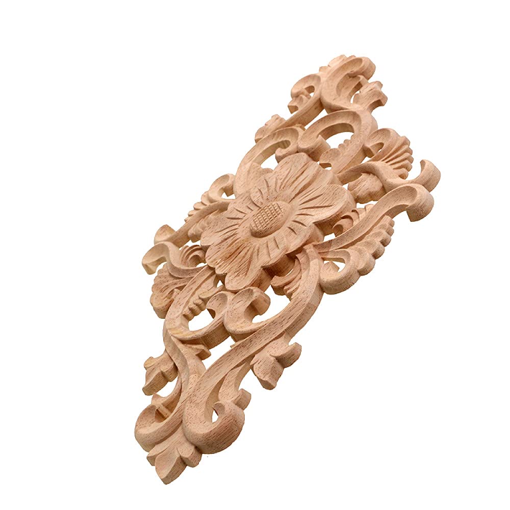 Applique en bois sculpté vintage 35.5cm, moulure d'angle artisanale chic