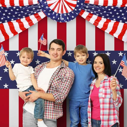 Image of Kochorie 100 Ft x 54 Inch 4th of July Tablecloth Roll in Slide Cutter Box Disposable Plastic Table Cloths Cut to Size Independence Day Backdrop for Memorial Day Veterans Day Party Supplies