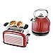 Produktbild Kalorik Frühstücksset JK 2500 + TO 2500 Wasserkocher 1,7 Liter und 2-Scheiben Toaster Retro Rot, Edelstahl, Chrom