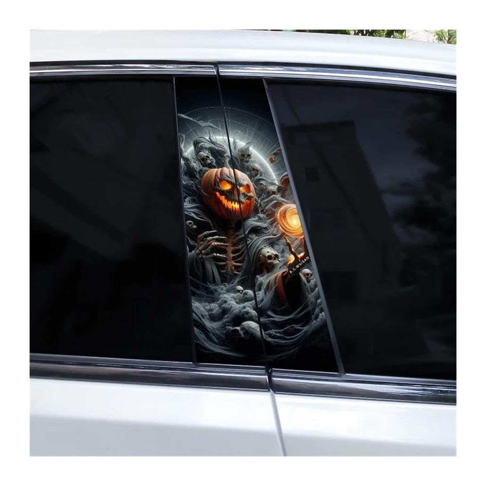 Decorative Items 2pcs Halloween Horror Pumpkin Stickers Car B-Pillar Stickers DIY Car Door Pillar Decoration Sticker(H)