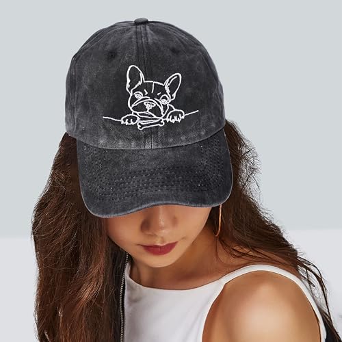 Image of Embroidered Baseball Cap for Women Men Vintage Adjustable Washed Distressed Denim Baseball Hat