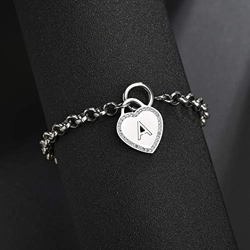 Image of CaleesLLC Letter A to Z Initial Charm Bracelet Adjustable Stainless Steel Anklet Personalized Wrist Link for Women