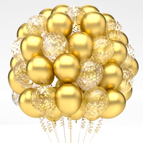 50 Stück Luftballons Metallic Gold Helium Ballons Goldene Luftballons für Geburtstage Hochzeit Babyparty Schulfeier Party Gold Thema Partydeko