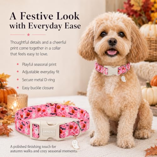 Image of ARING PET Halloween Dog Collar for Puppy Small Medium Large Dog-Pink M