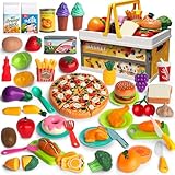 BunnyJOY Accesorios Cocina Juguetes Niños, Comida Juguete Cocinita con Frutas y Verduras Juguete, Utensilios Cocina Infantil y Cesta Picnic, Juego de rol Educativo Regalo Niña Niño 3 4 5 6 Años