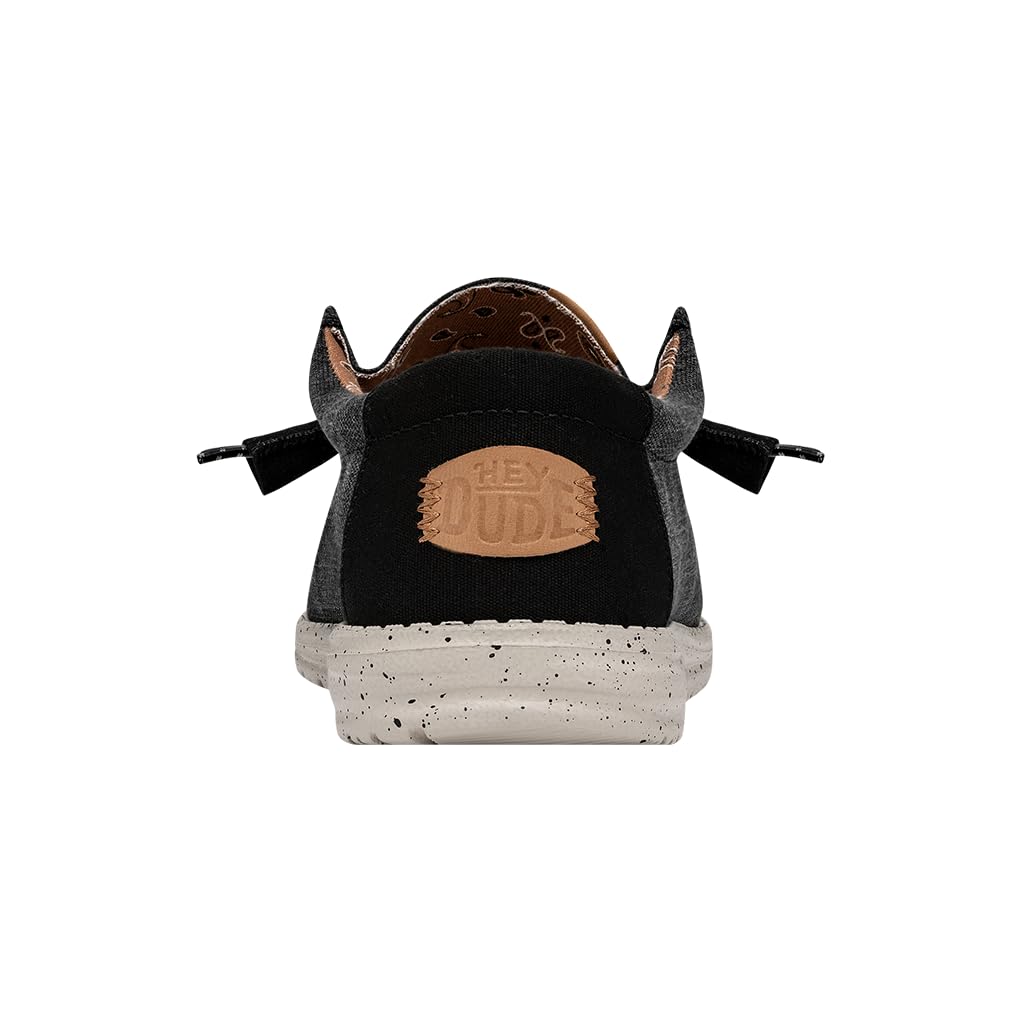HEYDUDE Men Wally Washed Canvas Black Casual Moccasin 43 EU