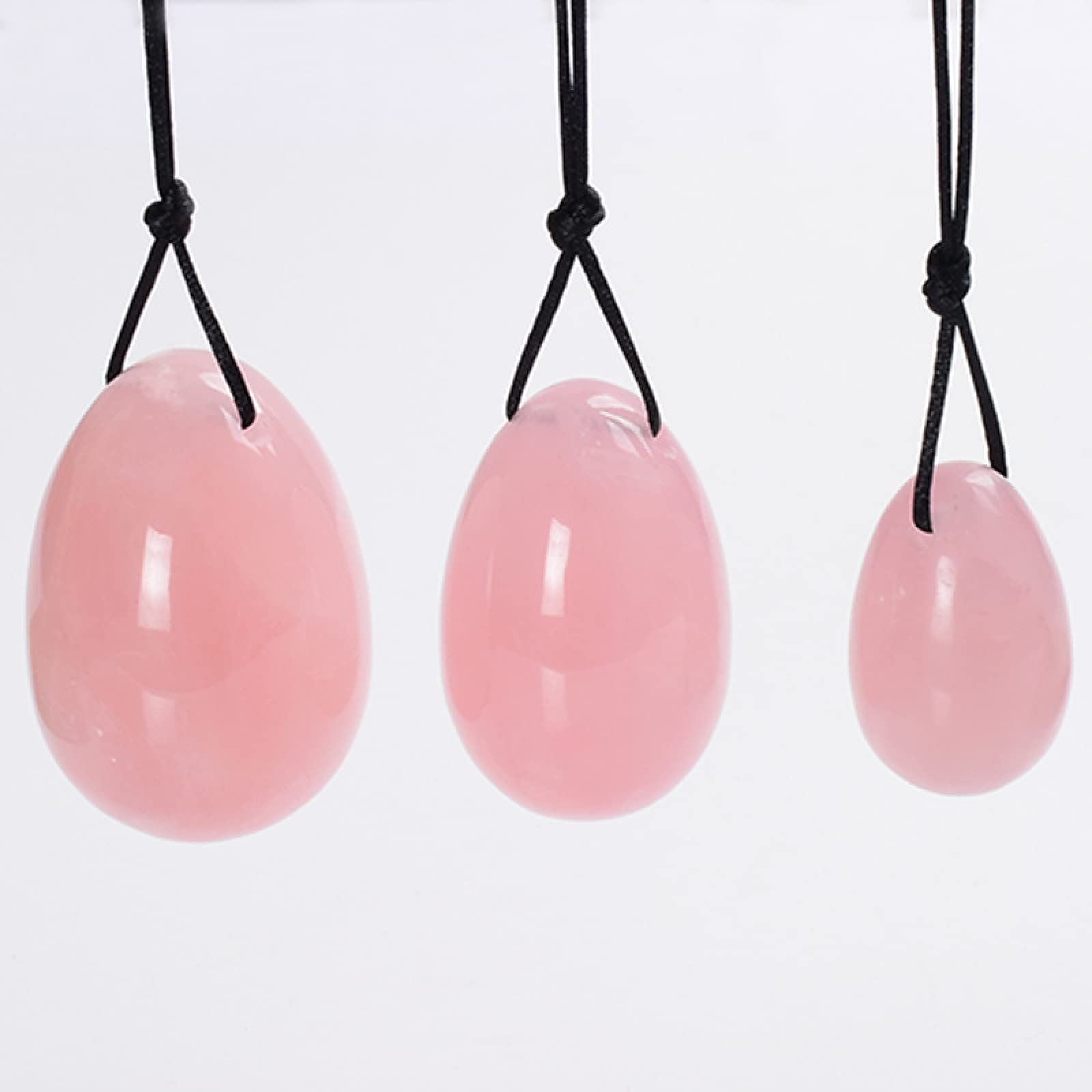 Raumdekoration Rosenquarz Yoni Ei Set Liebesei Kegel Exerciser Naturstein Kristall Yoni Zauberstab Damenhygiene Kegel Ball, 4PCS (Color : 3pcs)