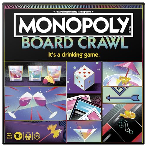 Monopoly Board Crawl Party Game Official Monopoly Drinking Game for Adults Ages 18+ - English Version