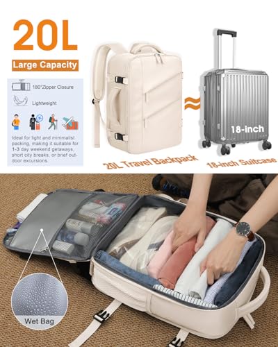 Capolo Travel Backpack for Women Men Waterproof Laptop Backpack Flight Approved Carry On Backpack Overnight Weekender Bag College Bookbag for Business, Work, Traveling Fits 15.6 '' Laptop,Beige - Image 5