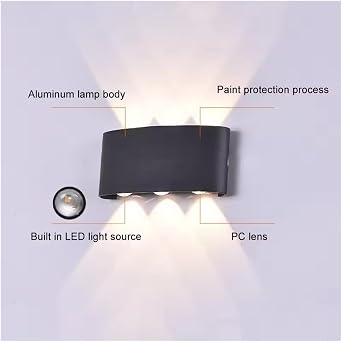Led Wall Lamp Outdoor Waterproof Up and Down Luminous Lighting Garden Decoration AC85-265V Wall Lights for Bedroom Living Room ,Porch