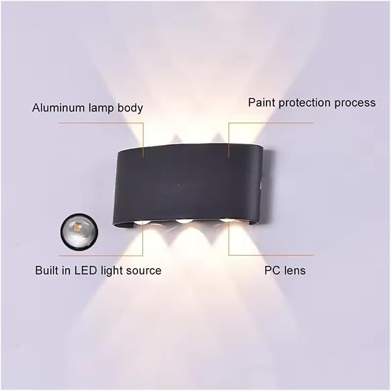 Led Wall Lamp Outdoor Waterproof Up and Down Luminous Lighting Garden Decoration AC85-265V Wall Lights for Bedroom Living Room ,Porch