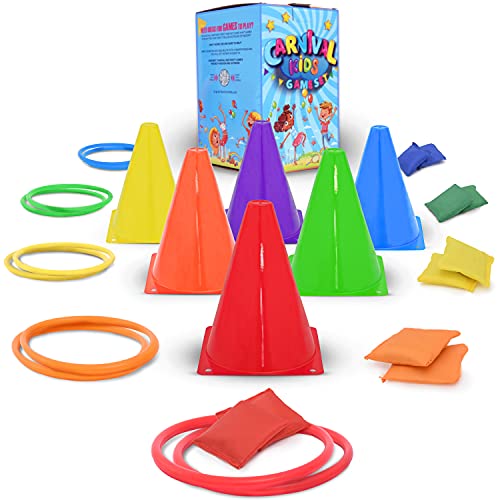 C2K - Carnival Games - Ring Toss - Party Games for Kids - Bean Bag Toss Game for Kids - Ring Toss Game - Kids Party Games Outdoor - Indoor Obstacle Course for Kids - Ring Toss Games for Kids