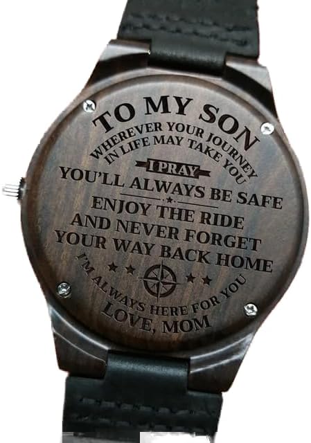 WatchAE - To My Son-Engraved Wood Watch Sandalwood Belt Watches Luxury Automatic Quartz Watches Kid Watch Birthday Graduation Gift