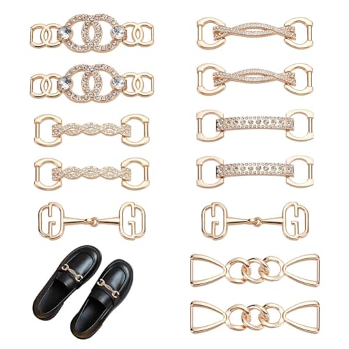 PH PandaHall Catene Decorative per Scarpe con Ciondoli per Lacci Da 12 pezzo, 6 Stili Ciondoli per Scarpe Dorate Accessori per Catene di Scarpe In Cristallo Gioielli per Scarpe per Sneakers Sandali